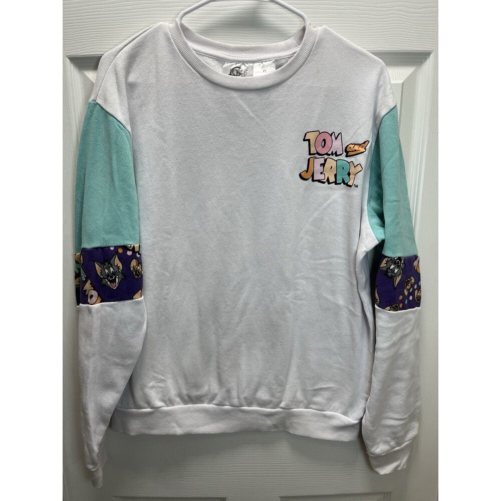 Tom & Jerry Crewneck Sweatshirt XL Graphic Sleeve Cartoon Streetwear
